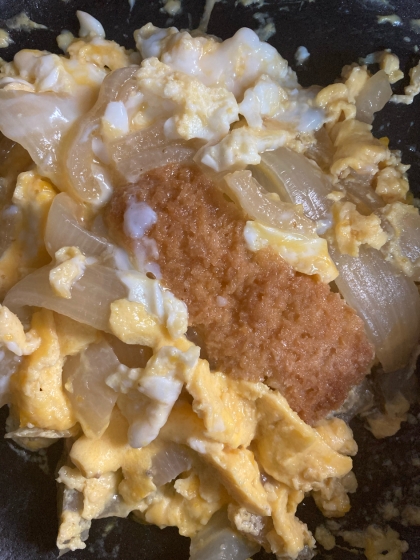 初めてコロッケを卵とじにして丼作りました。