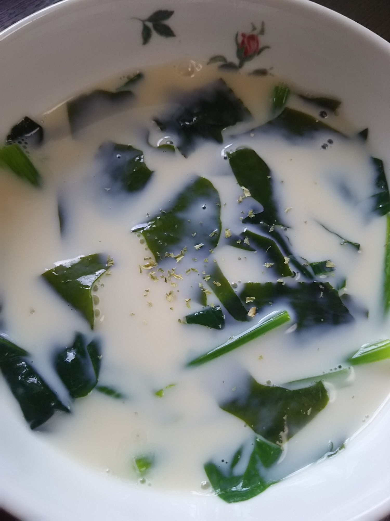 ほうれん草とわかめの豆乳スープ(^^)