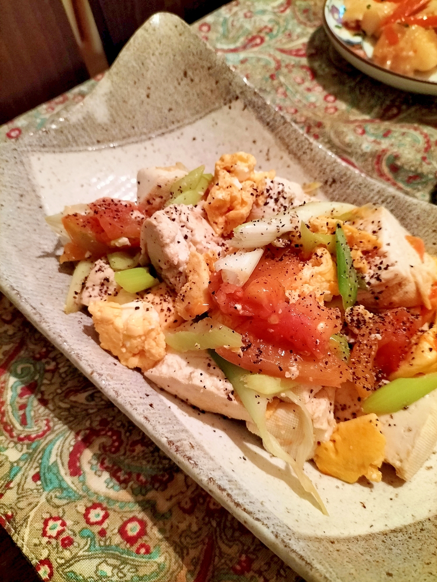 トマたま豆腐炒め♪