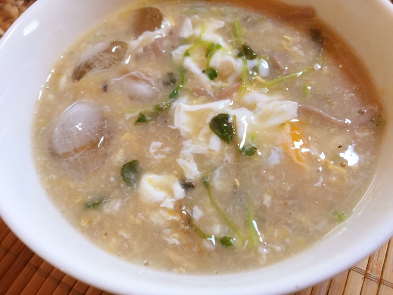 冷たくして！蕎麦湯の卵スープ