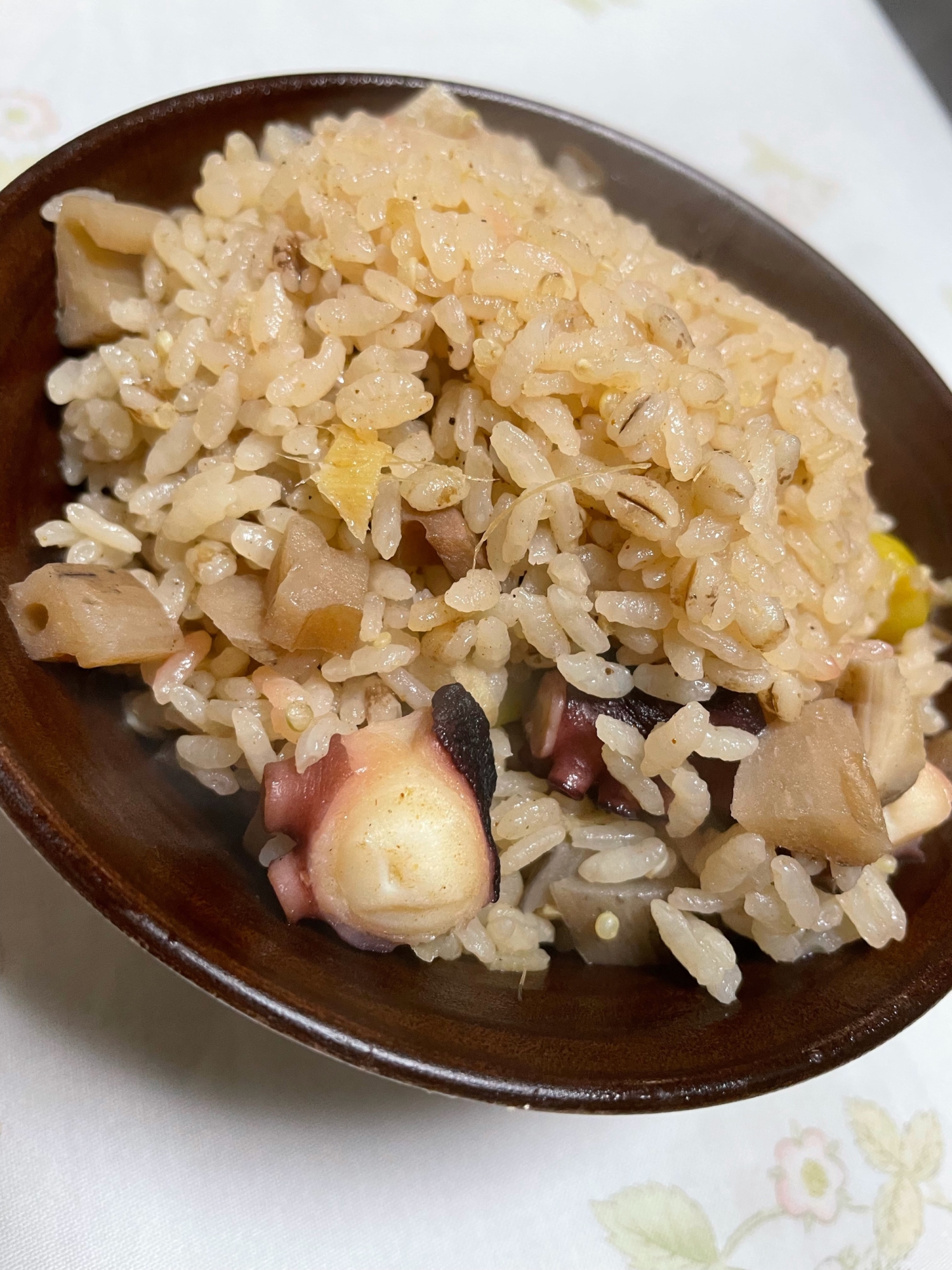 蛸と蓮根の炊き込みご飯