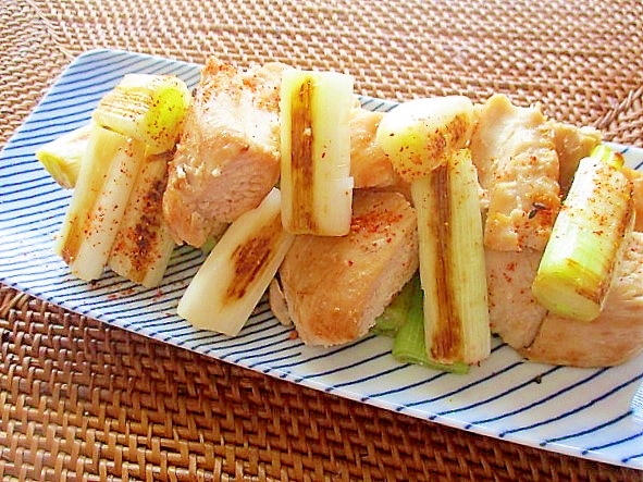 フライパンで簡単!鷄むね肉と長ネギのねぎま風(塩)