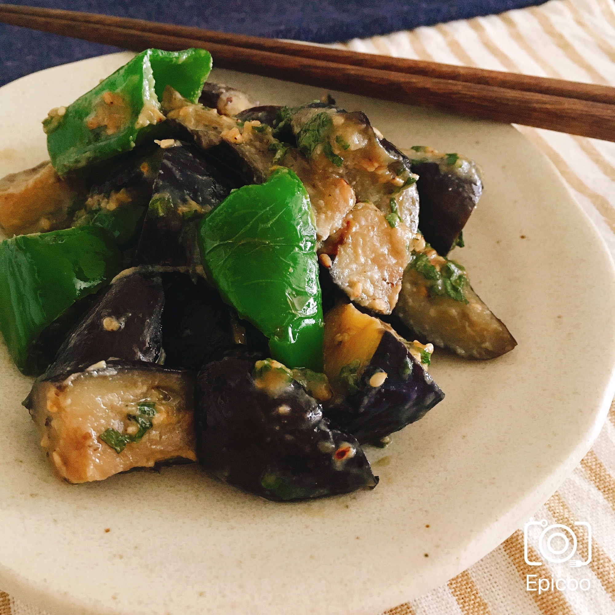 なすの味噌炒め風!簡単なすとピーマンの大葉味噌和え