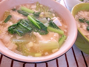 豆腐とたらこと青菜のスープ