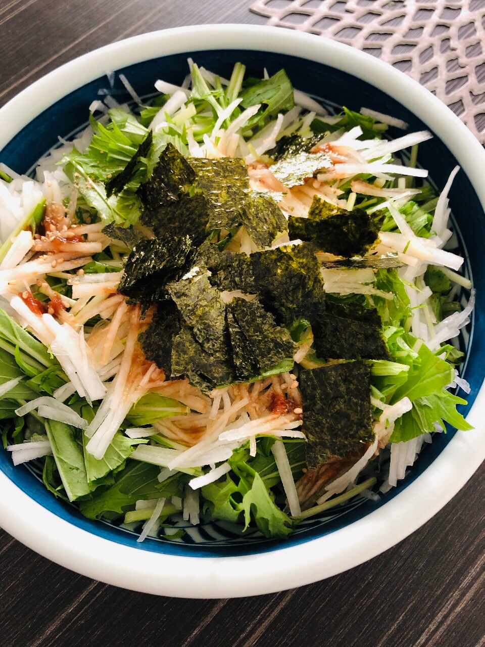 居酒屋風☆シャキシャキ大根と水菜の梅ポン酢サラダ