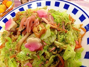 お麩とお野菜たっぷりのあっさり魚介塩麹焼きそば