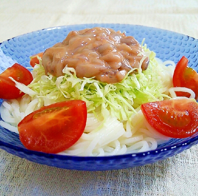 烏賊の塩辛サラダ冷や麦(そうめん)