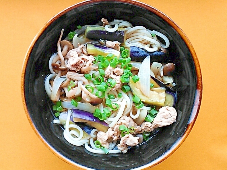 茄子と豚肉のぶっかけ素麺