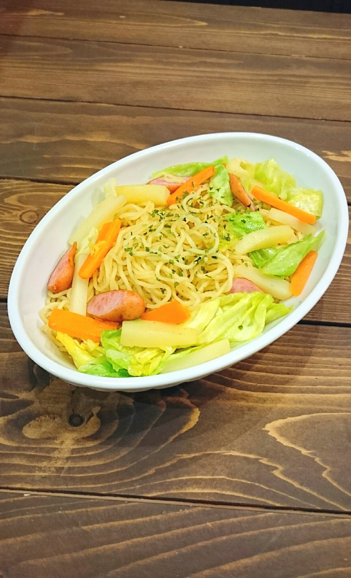 モチモチ麺で作る♪じゃがいも入り塩焼きそば