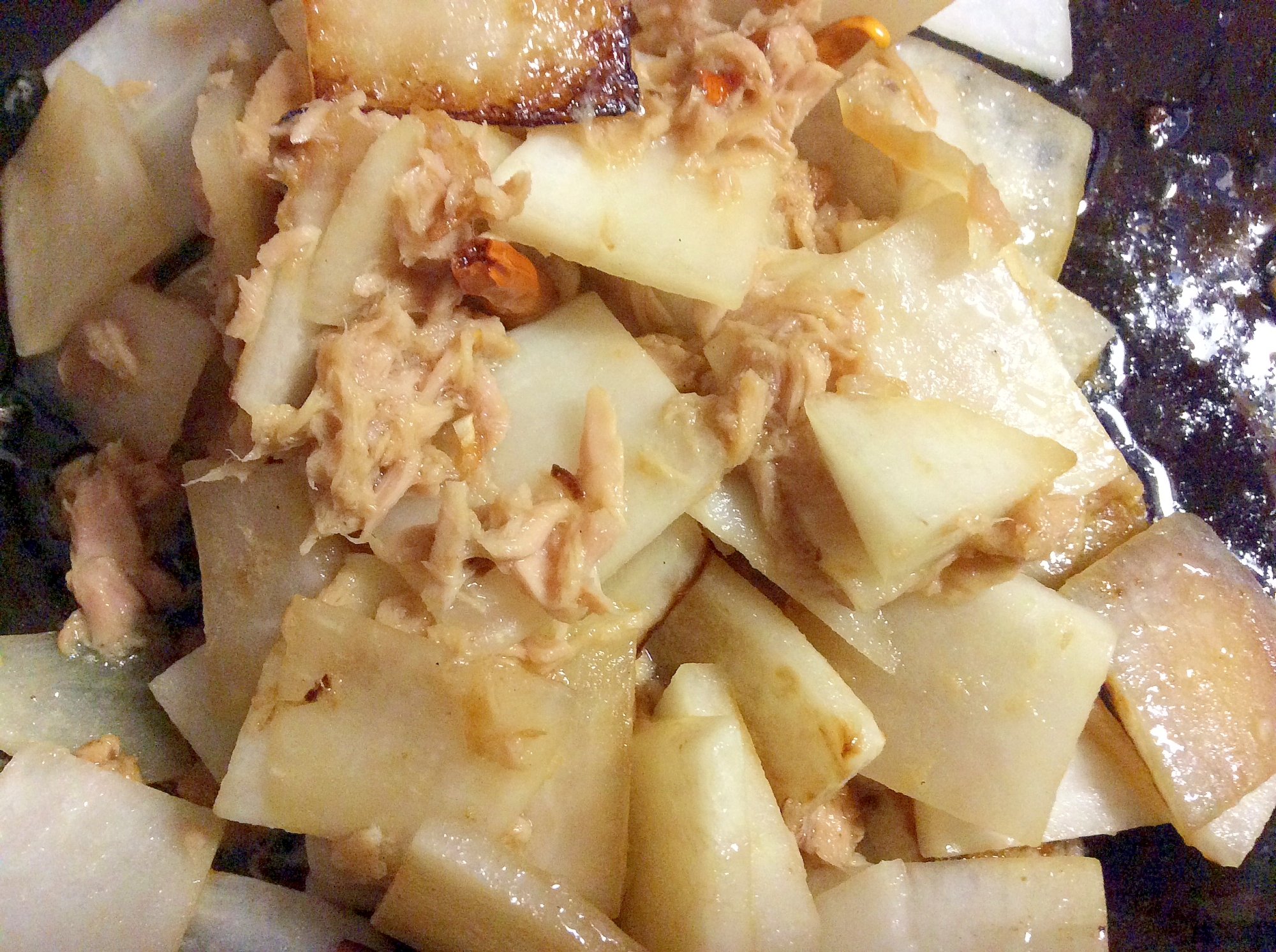 にんにくでがっつり 大根とツナの炒め物 レシピ 作り方 By くろねこ1010 楽天レシピ