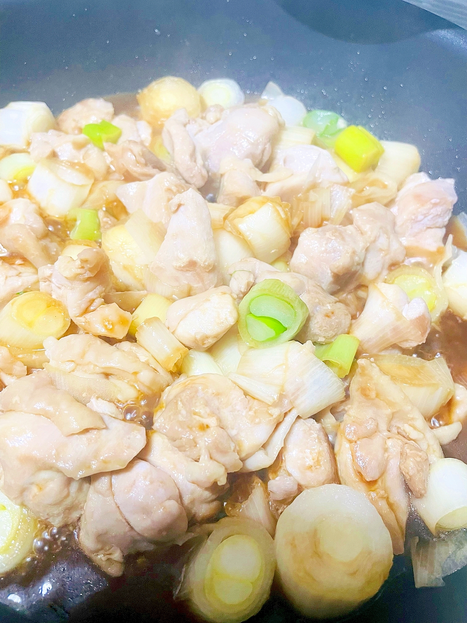 ネギと鶏肉のすき焼きのタレ煮