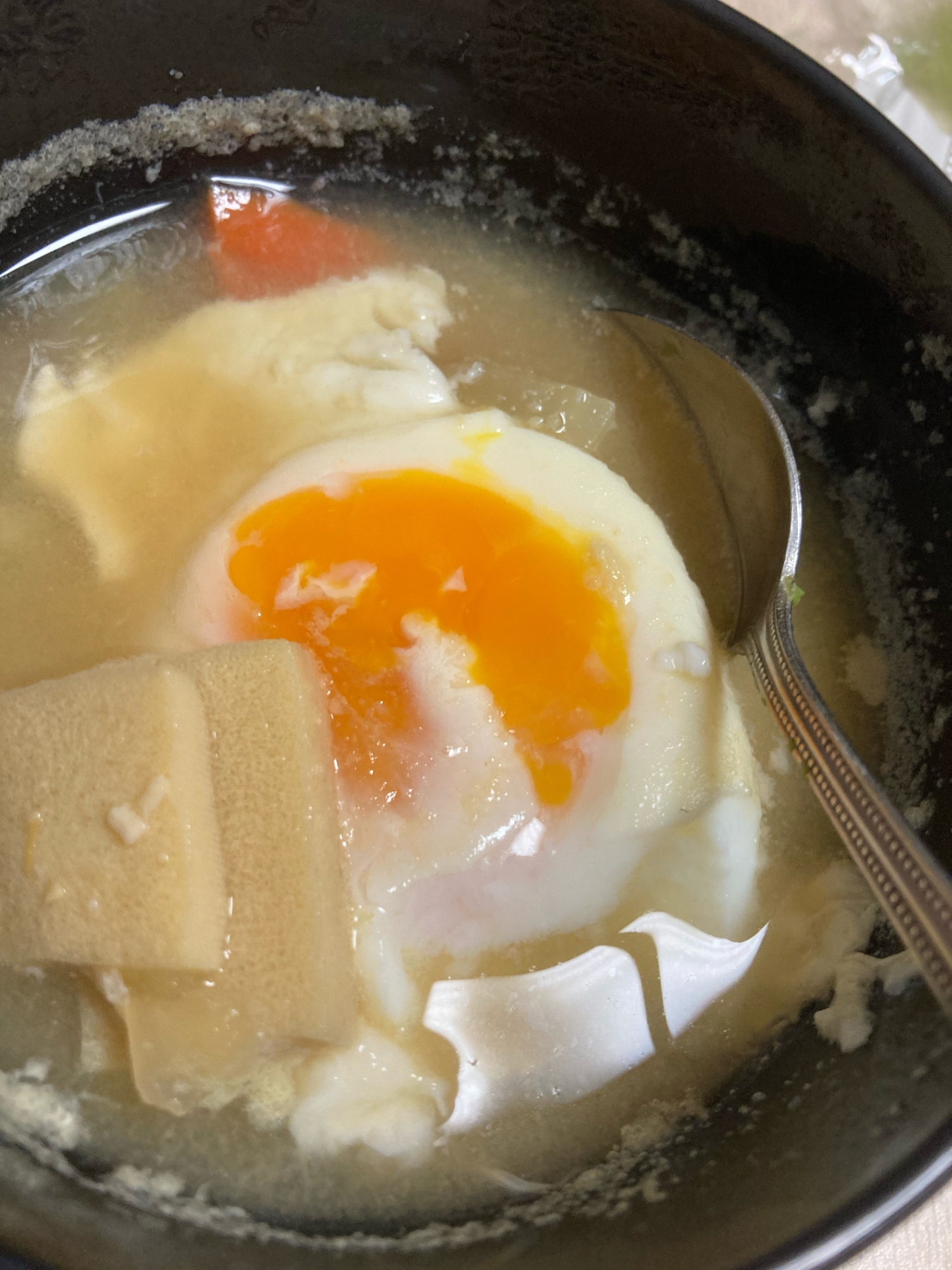 高野豆腐とたまご味噌汁