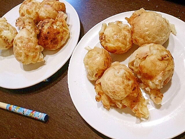 子供たちに大好評たこ焼き器でたこなしチーズたこ焼き