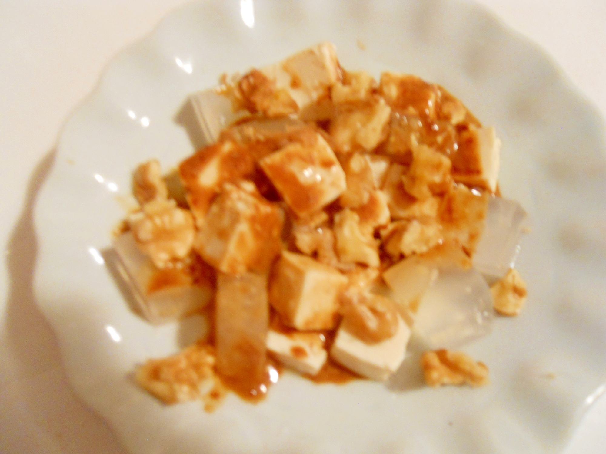 ヘルシ～☆豆腐と寒天　味噌マヨりんご酢　胡桃和え