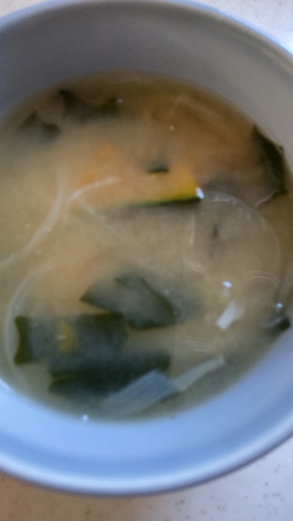 とらねこのぱせりさん、おはようございます♪かぼちゃと玉ねぎの甘味たっぷり美味しいお味噌汁でした♡ごちそうさまでした～*｡･+(人*´∀`)+･｡*