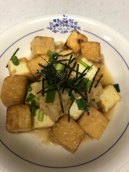 厚揚げと大根おろしで、立派なおかずでした。作りやすくて美味しかったです