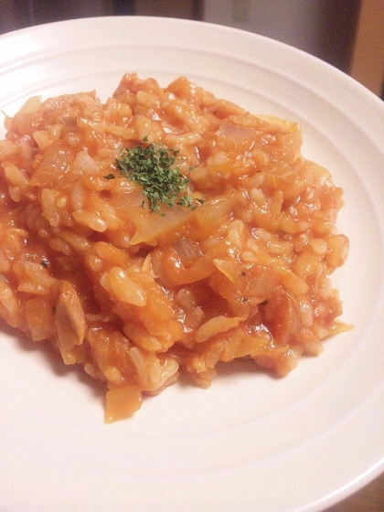 ツナ缶とトマトジュースのリゾット風
