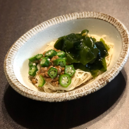 オクラ納豆素麺