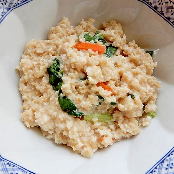 ４分！和風に❤鶏ひき肉と野菜のオートミール粥♪