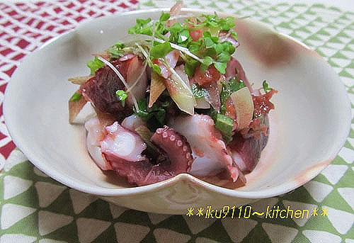 簡単！タコと薬味の梅肉和え♪