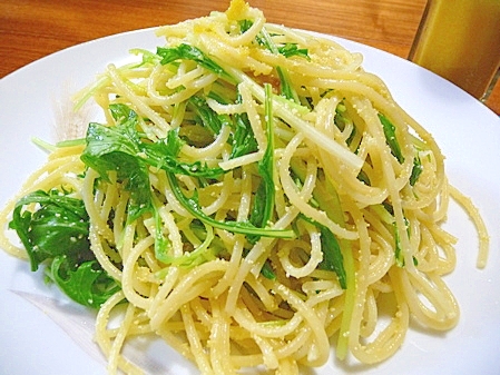 生からすみと水菜のスパゲッティ　タラコスパ版も！