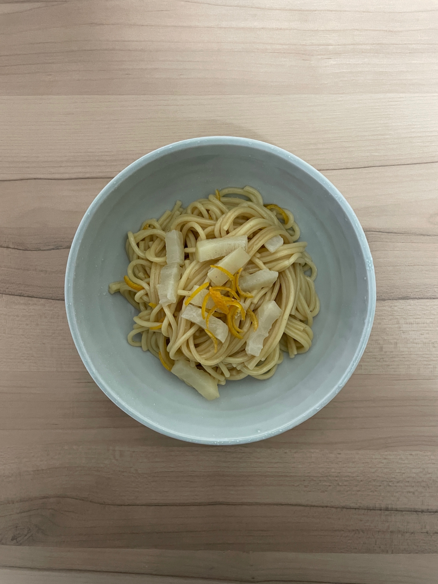 大根とシークワーサーのバルサミコ酢パスタ