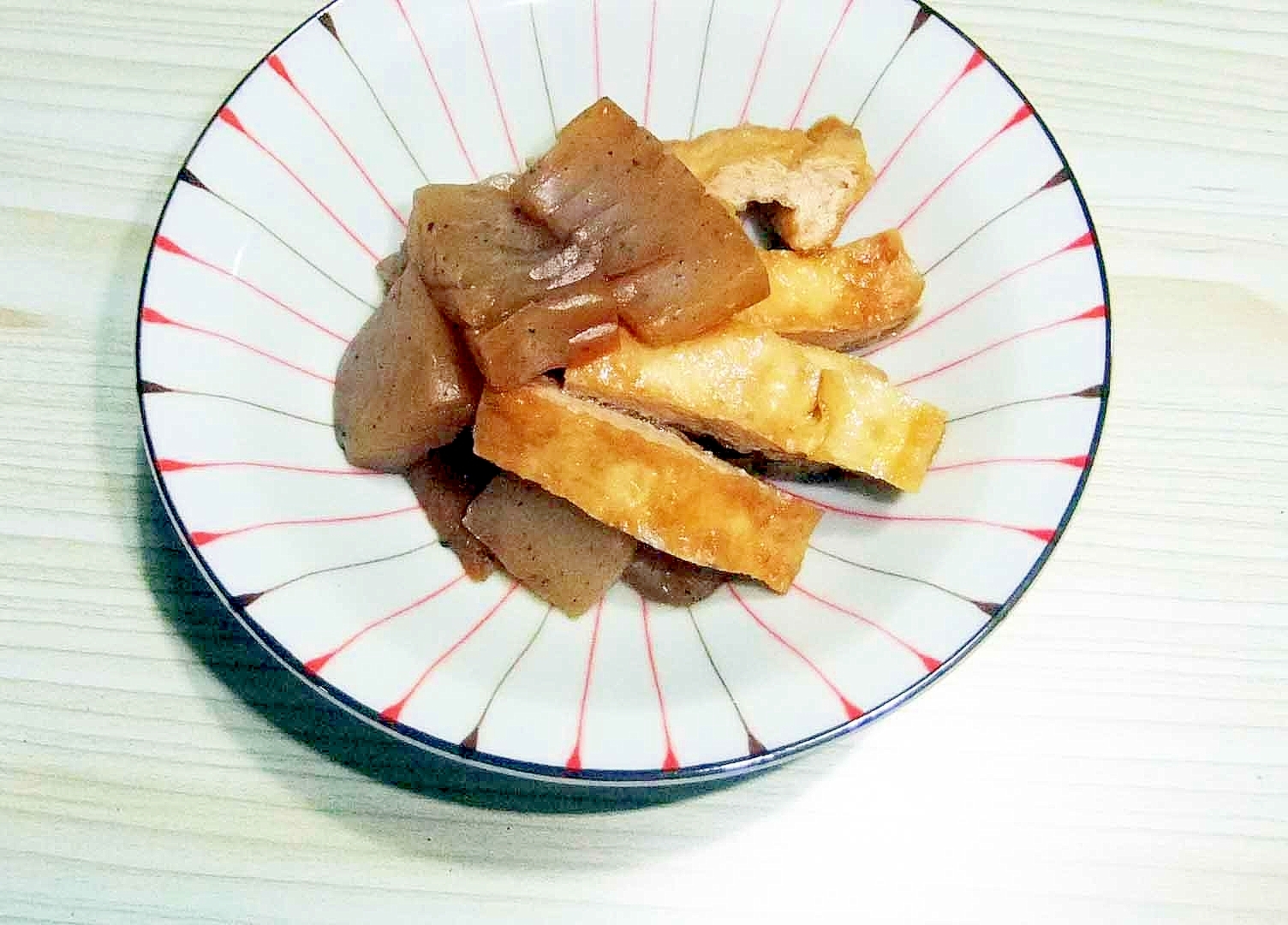 蒟蒻と油揚げのこんがりソテー