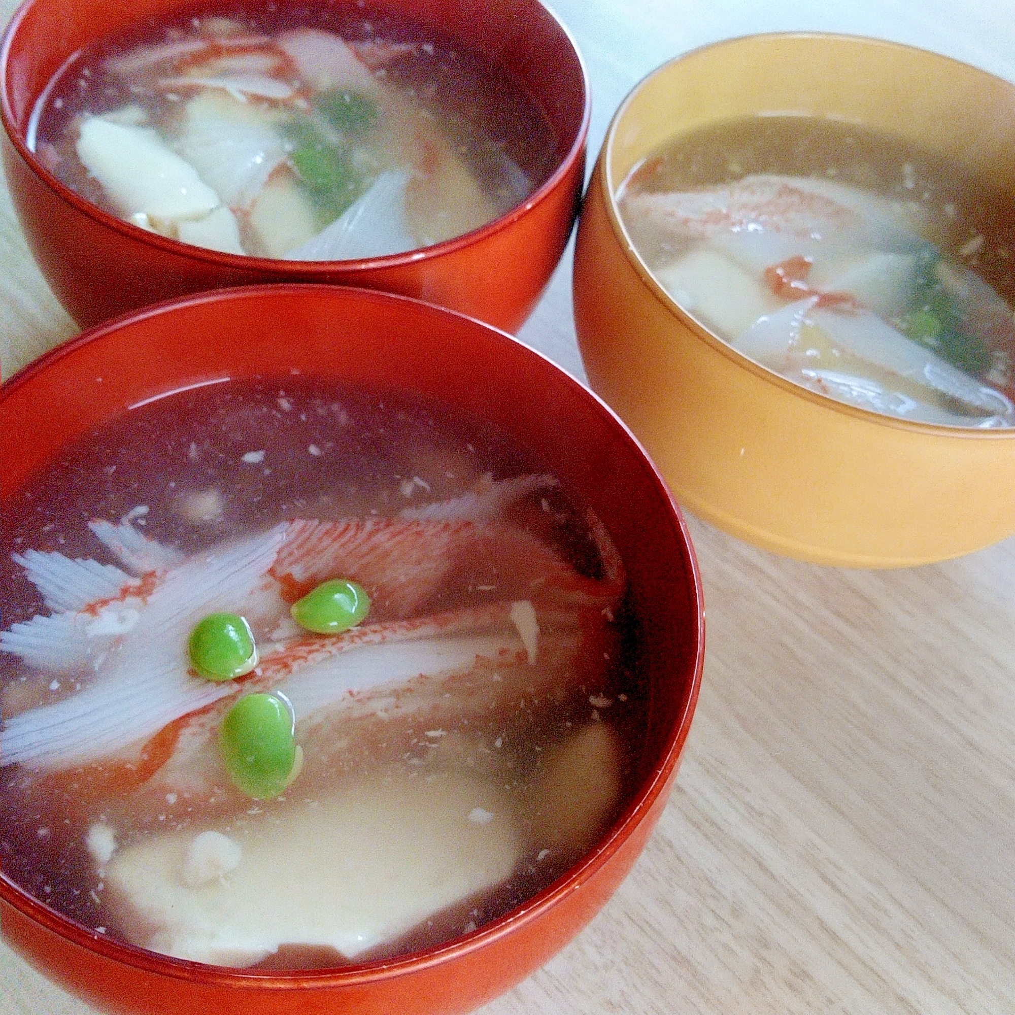 柚子豆腐とカニカマのスープ