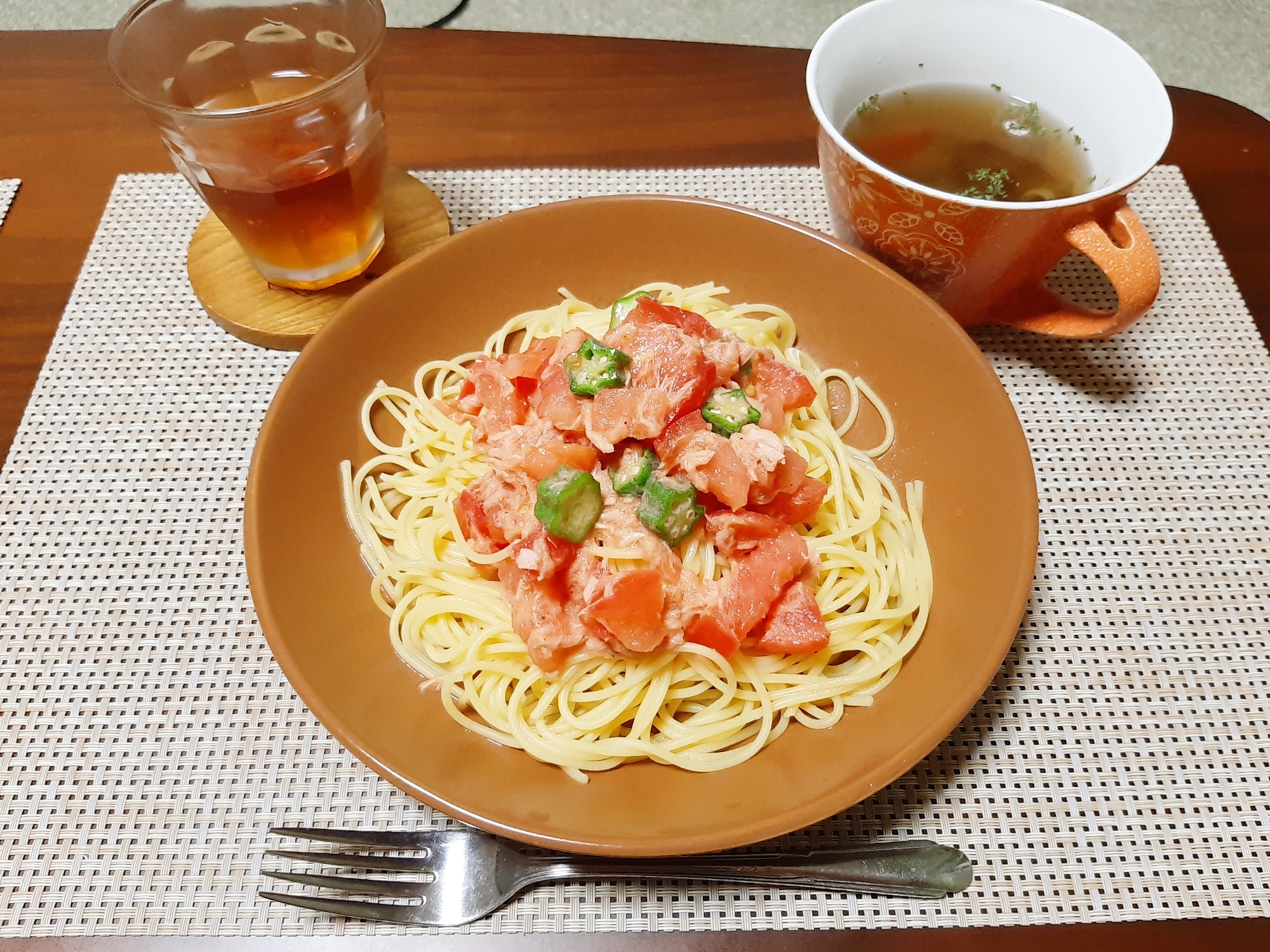 トマトとシーチキンの和風冷製パスタ