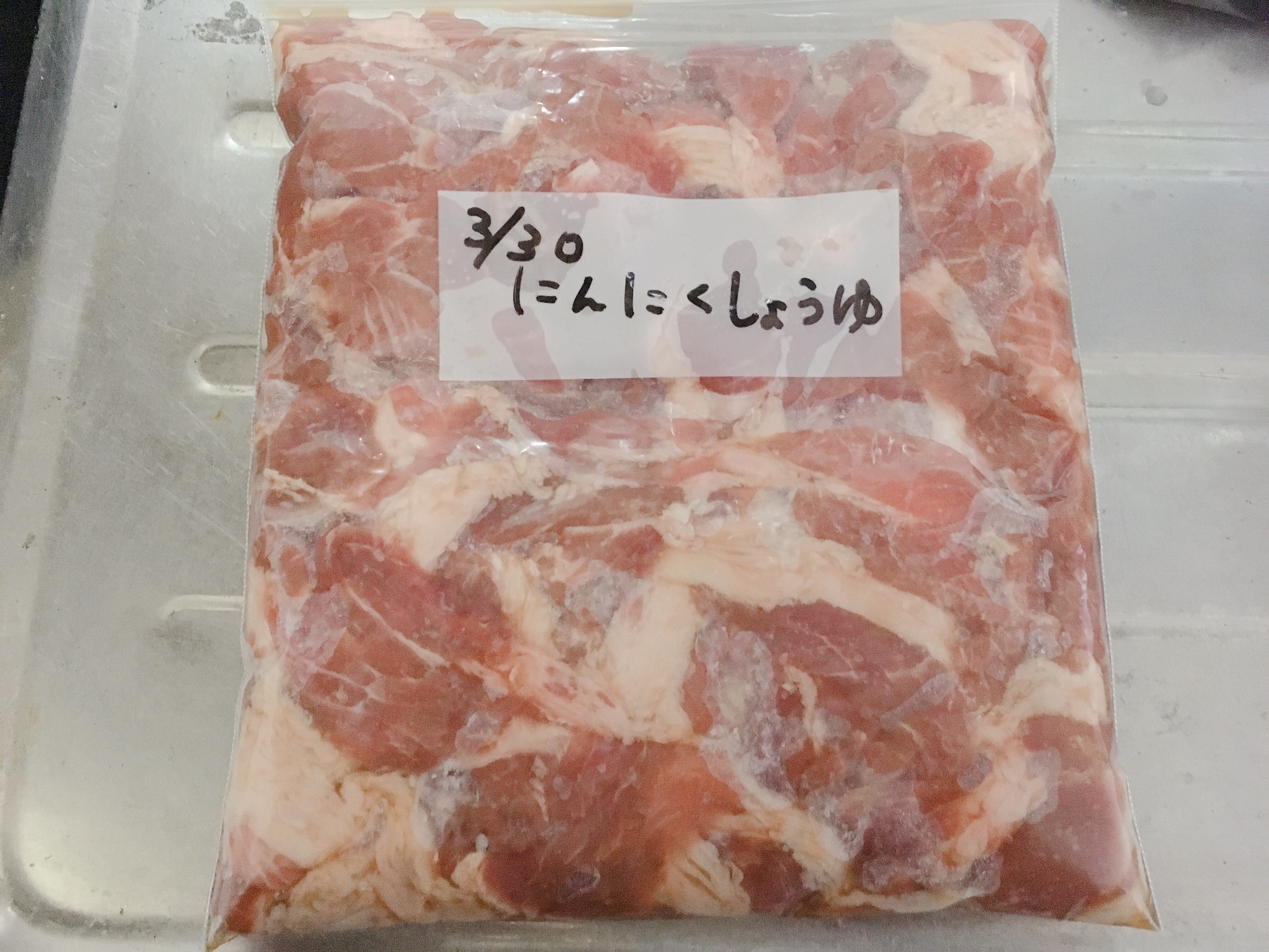 下味冷凍 豚こまのにんにく醤油漬け レシピ 作り方 By Nano0305 楽天レシピ