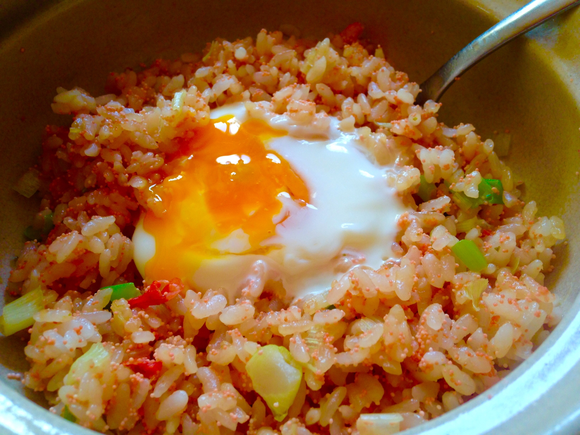 1人用土鍋クッキング♪とろとろたまごとタラコ炒飯★