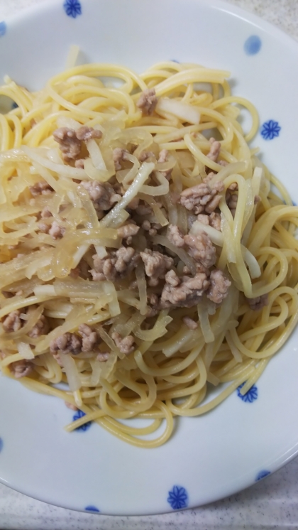 大根とひき肉の和風パスタ