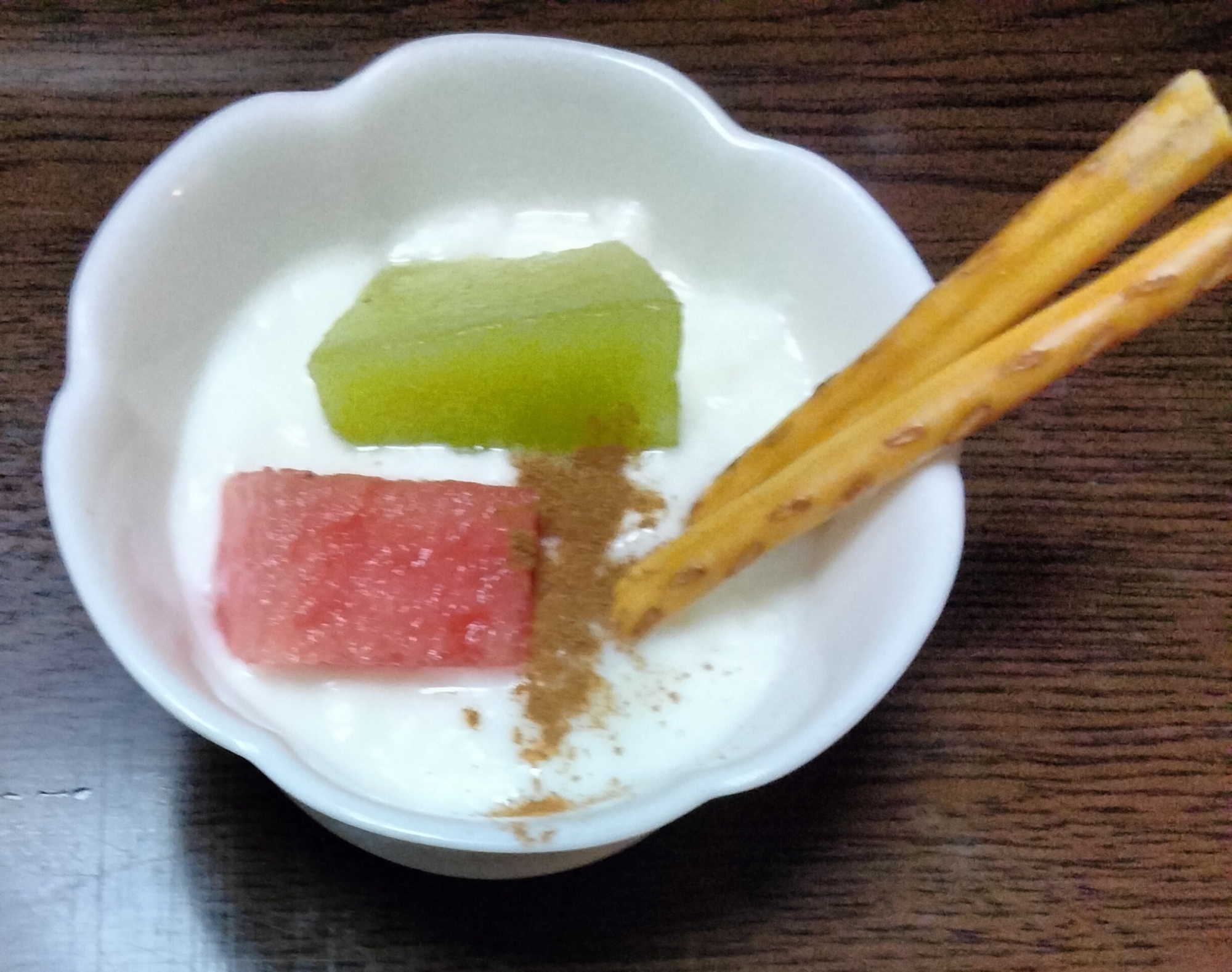 今日のヨーグルト♡メロンスイカ&トッポ