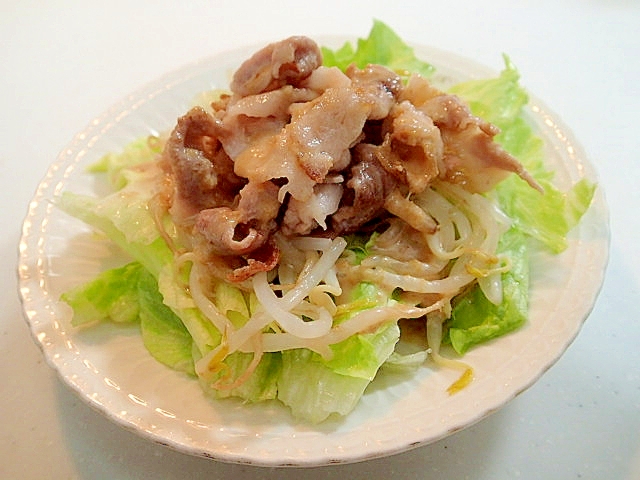 麺つゆ/わさびドレで　レタスともやしと豚肉のサラダ