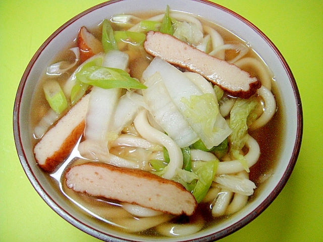 白菜とさつまあげの煮込みうどん