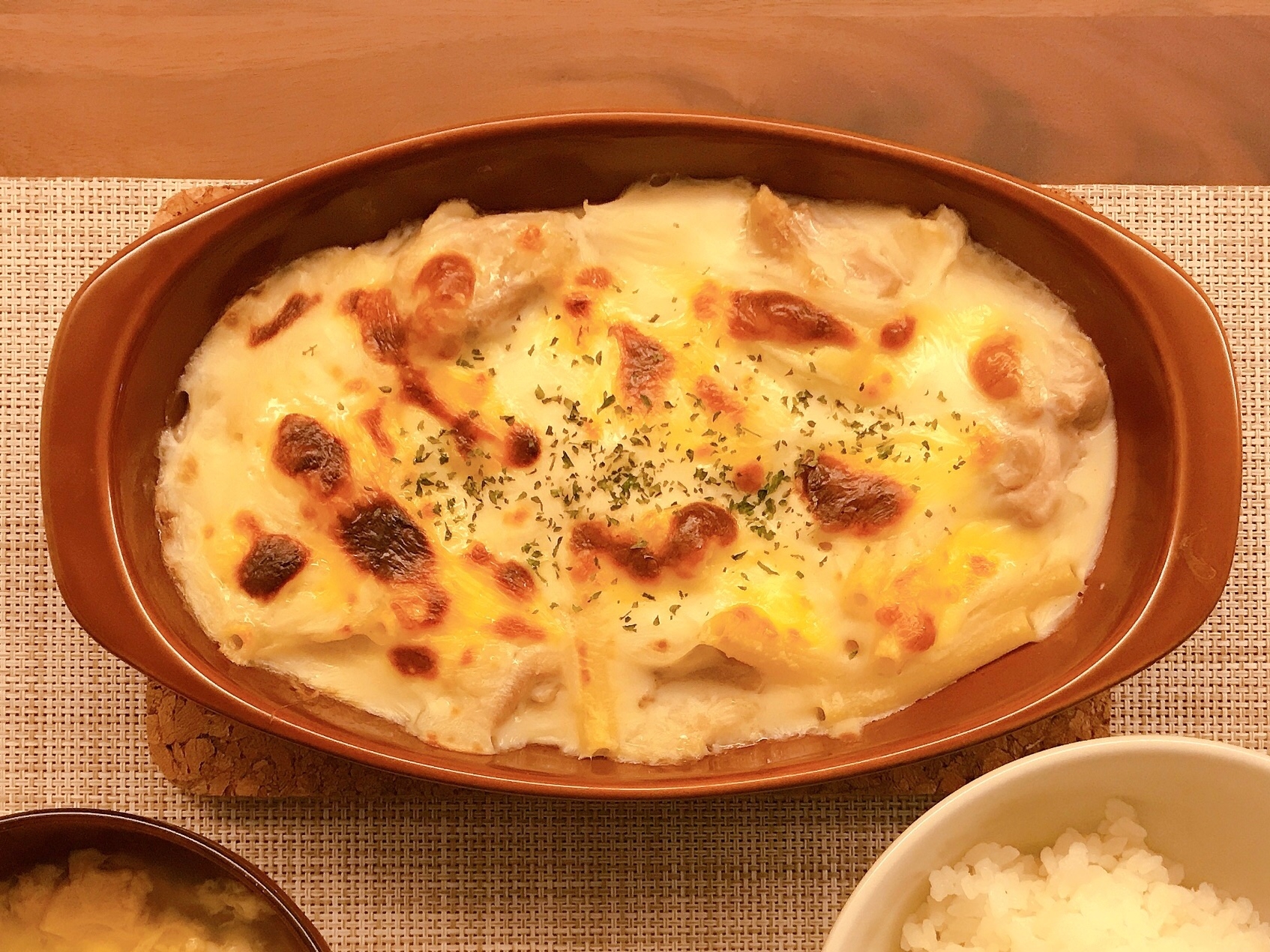 ワンパン!米粉と豆乳のグラタン!