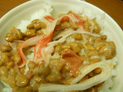 納豆の食べ方-梅カニカマ♪