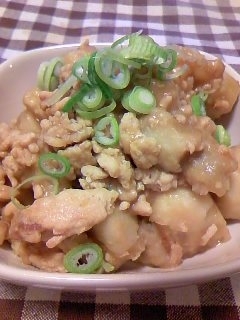 鶏挽き肉で作りました⌒★+ すごく芋がほっこり!!とてもおいしかったのでまた作りたいと思います！