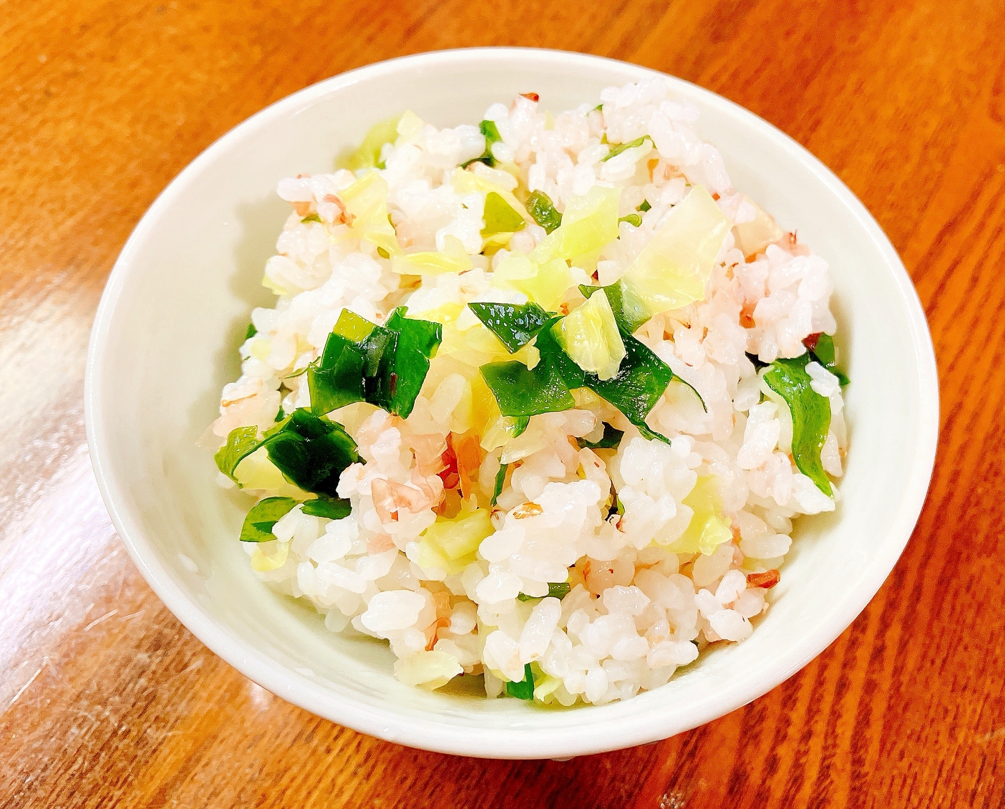 キャベツワカメおかか混ぜご飯