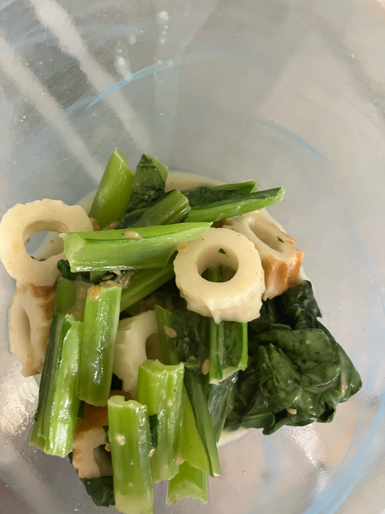 小松菜とちくわのマヨ麺つゆ