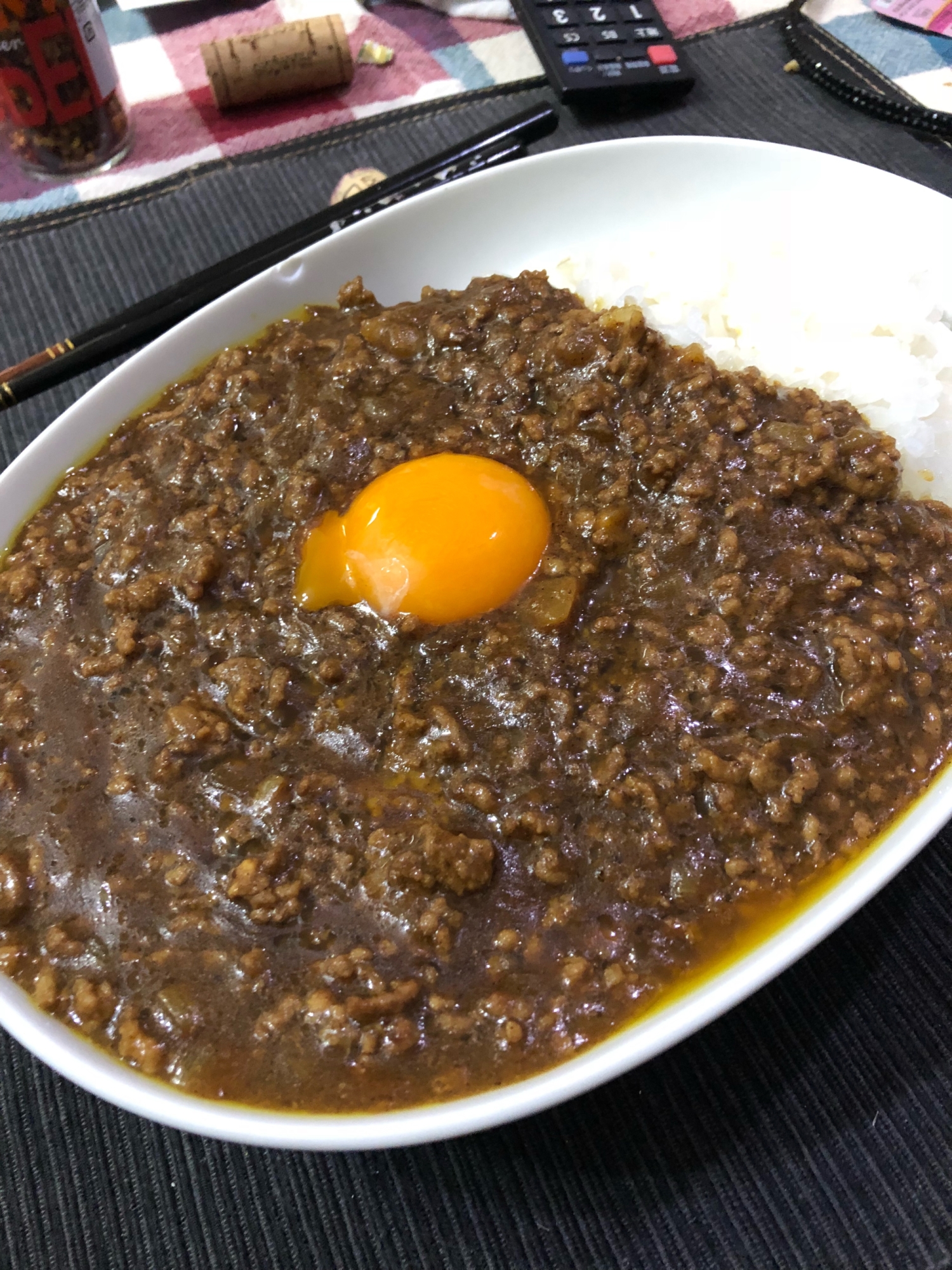 簡単夕飯フライパンでキーマカレー^ - ^