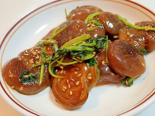 生椎茸と豆苗のオイマヨソテー