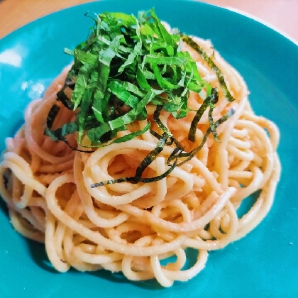 市販の素で♪明太子パスタ（大葉、昆布風味）