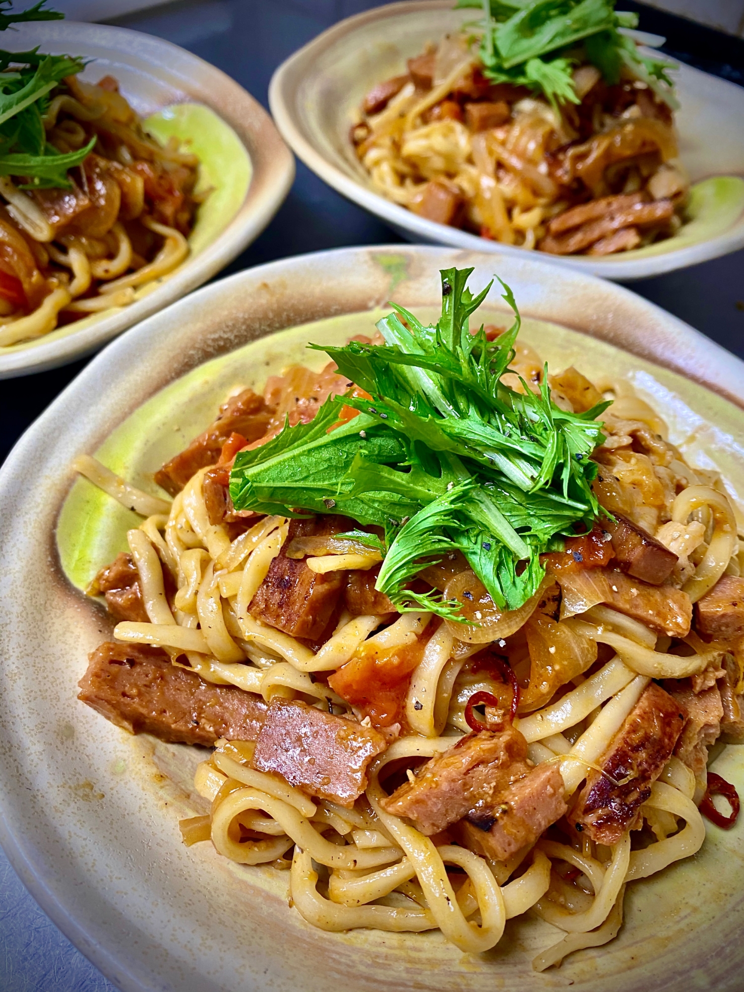 賄い！スパムとトマトの琉球アラビアータ風